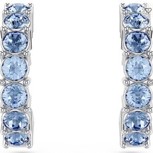 Swarovski Mini Hoop Earrings  – Blue, Rhodium plated